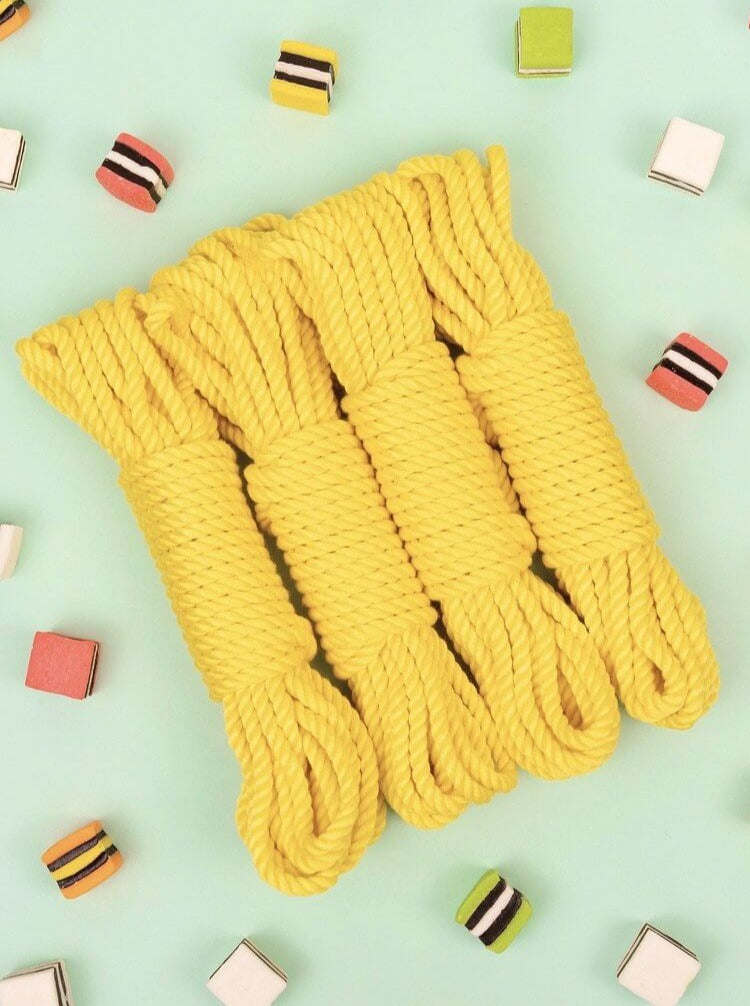 Shibari Rope_yellow_silk bamboo_Vegan_4 pack_Lolli Wraps_Australia